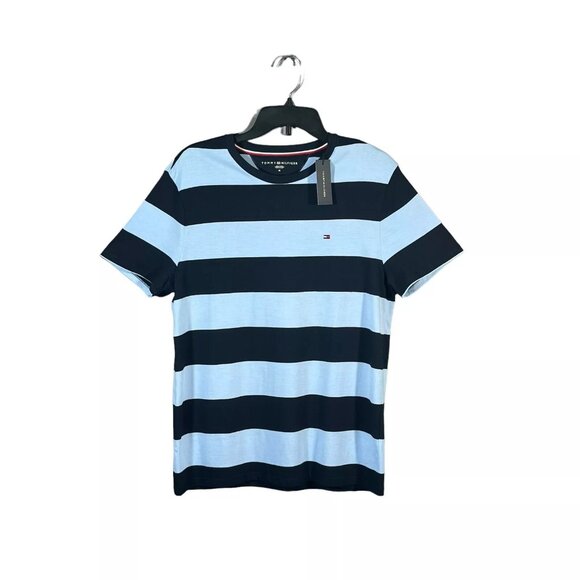 Tommy Hilfiger Other - Tommy Hilfiger Men's Stripe T-Shirt Size M-L-XL Navy/Sky Blue Stretch Crew Neck
